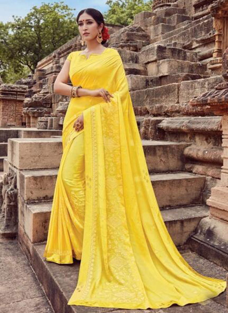 Latest Designer Saree Collection With Fancy Border and Beautiful Embroidery Work 